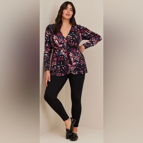 Torrid Womens Plus 3X Studio Knit Surplice Wrap Long Sleeve Top Stretch Shirt - Picture 3 of 13